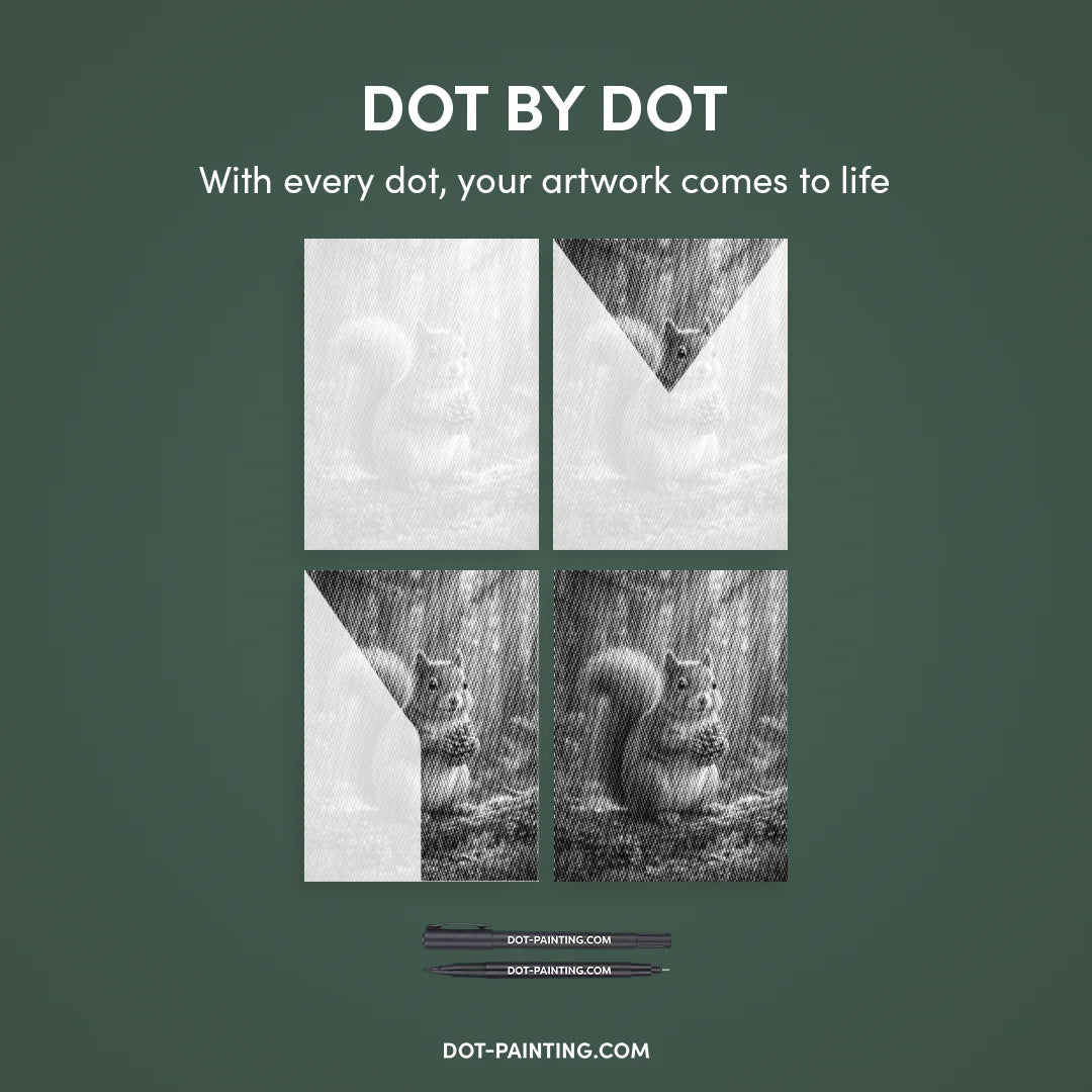 Squirrel with Pine Cones Dot Painting