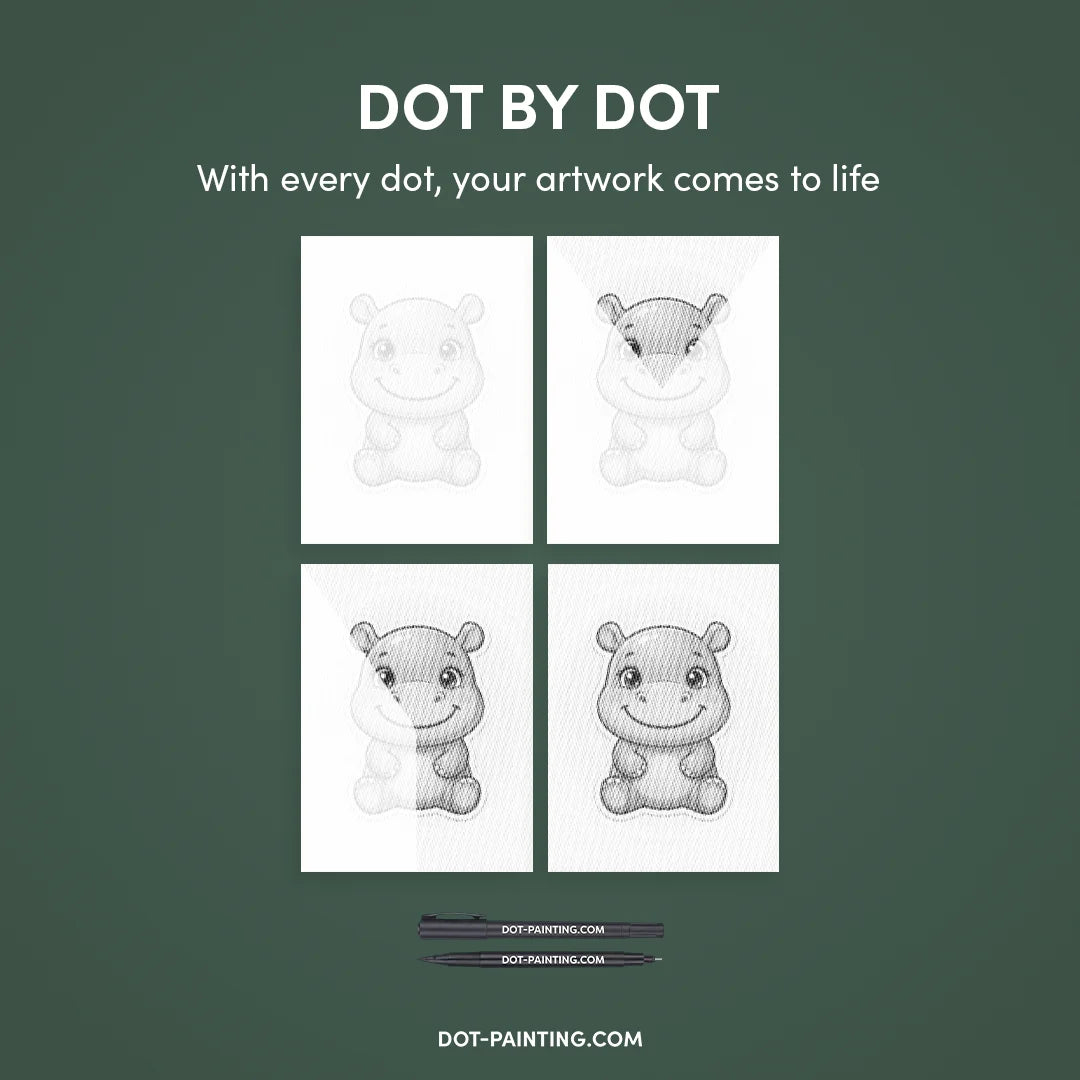 Hippo Dot Painting