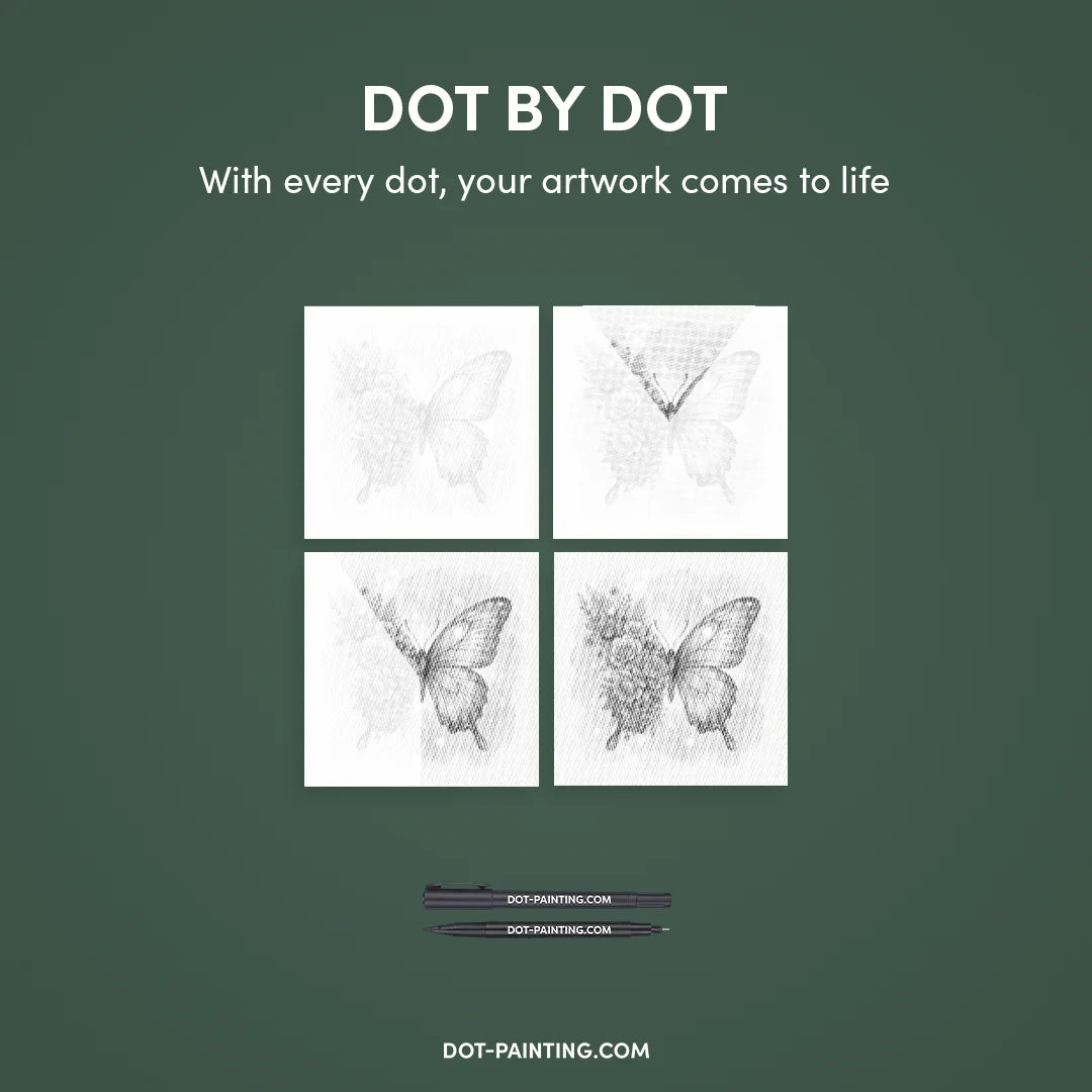 Flower Butterfly Dot Painting