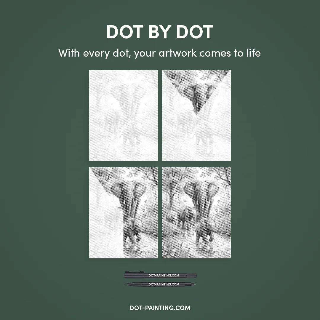 Elephant Family Dot Painting