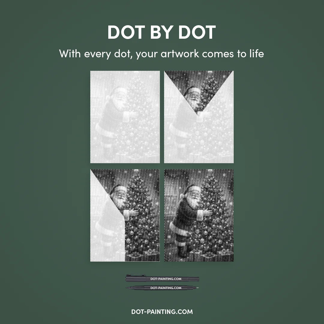 Santa Claus Decorates the Christmas Tree Dot Painting