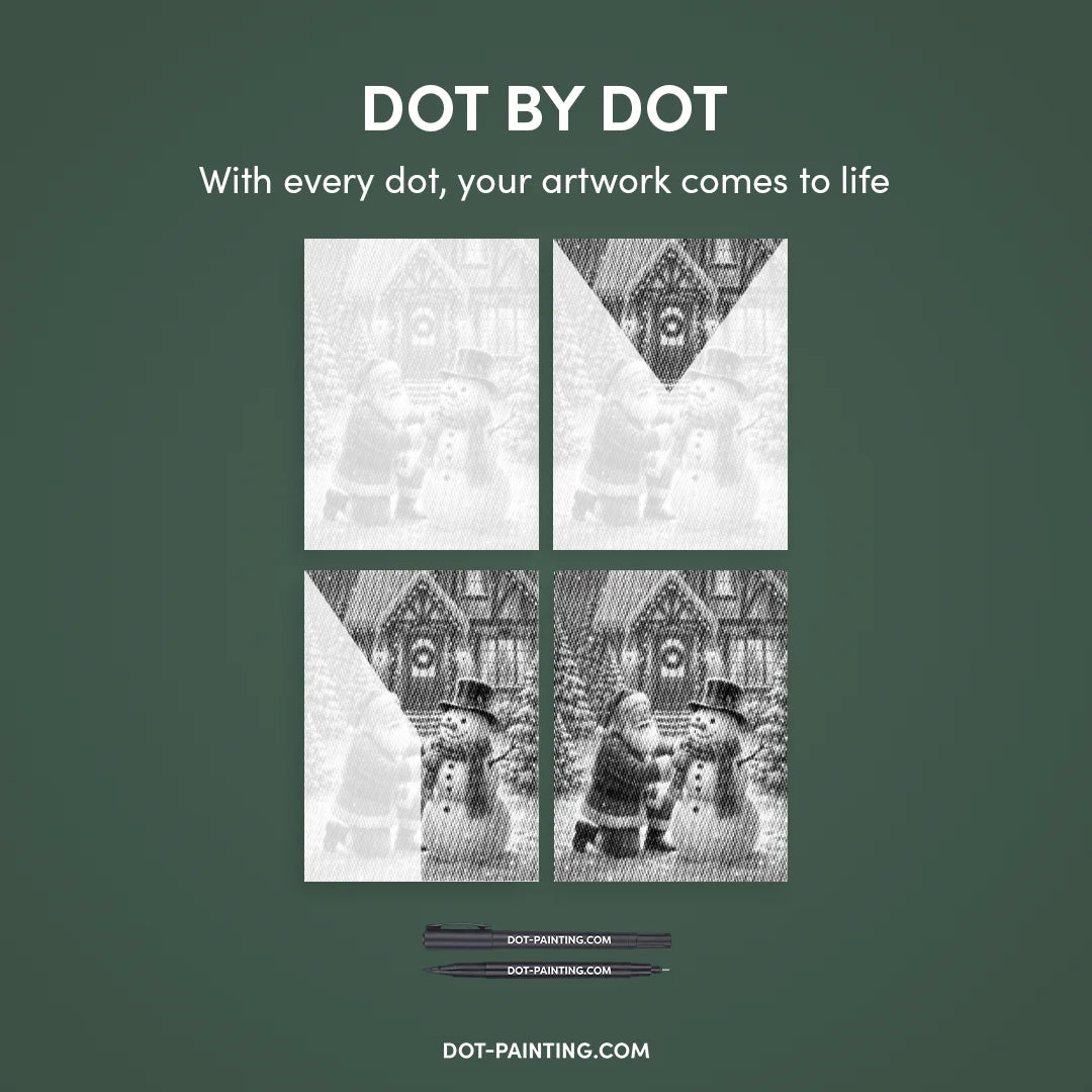 Santa Claus with Snowman Dot Painting