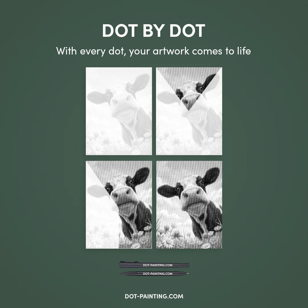 Happy Cow with Flowers Dot Painting