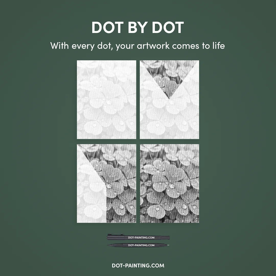 Clover with Water Droplets Dot Painting