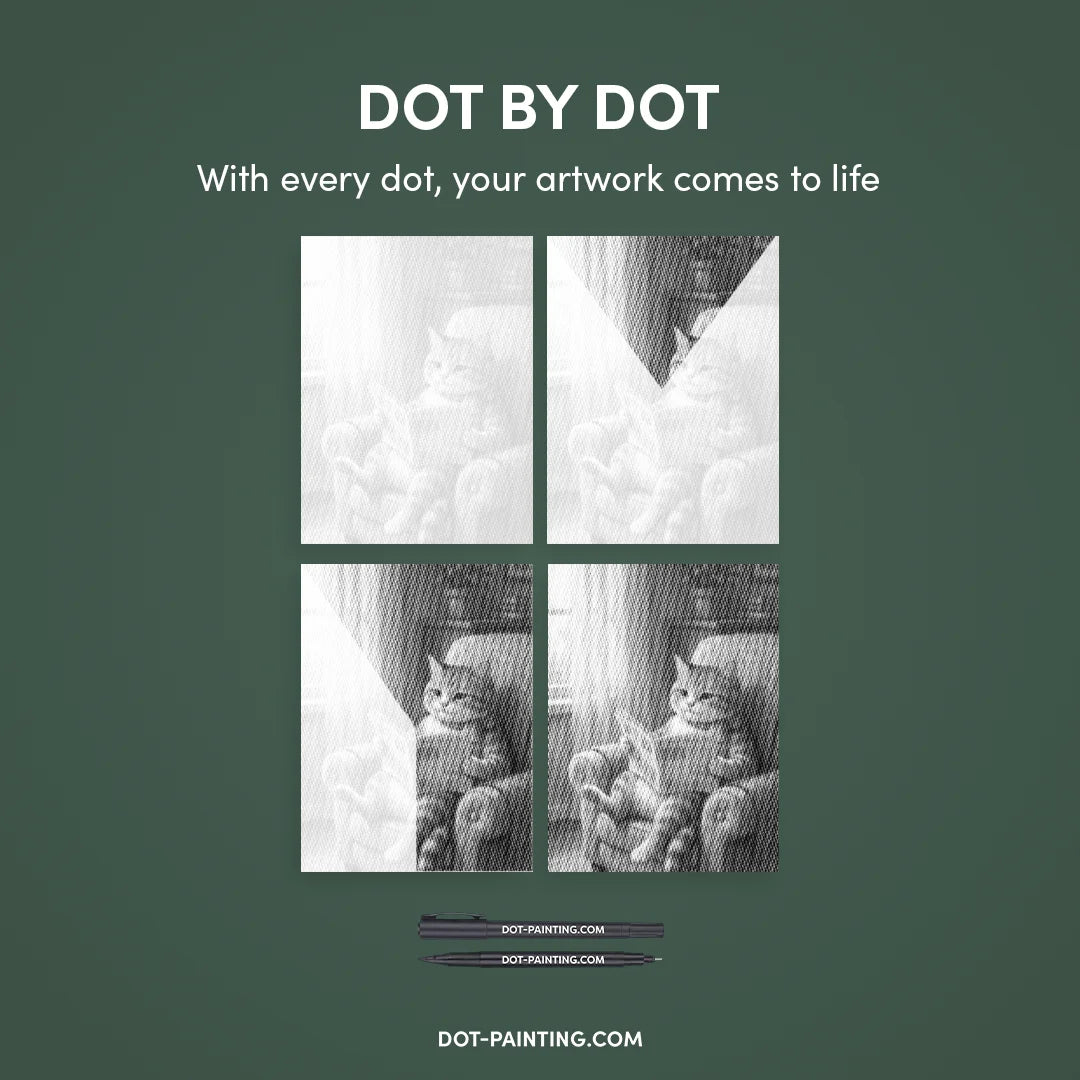 Cat on a Couch Dot Painting