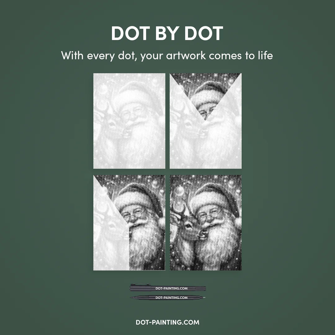 Santa Claus with Reindeer 2 Dot Painting