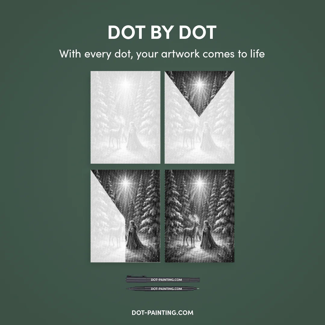 Girl with Reindeer Dot Painting