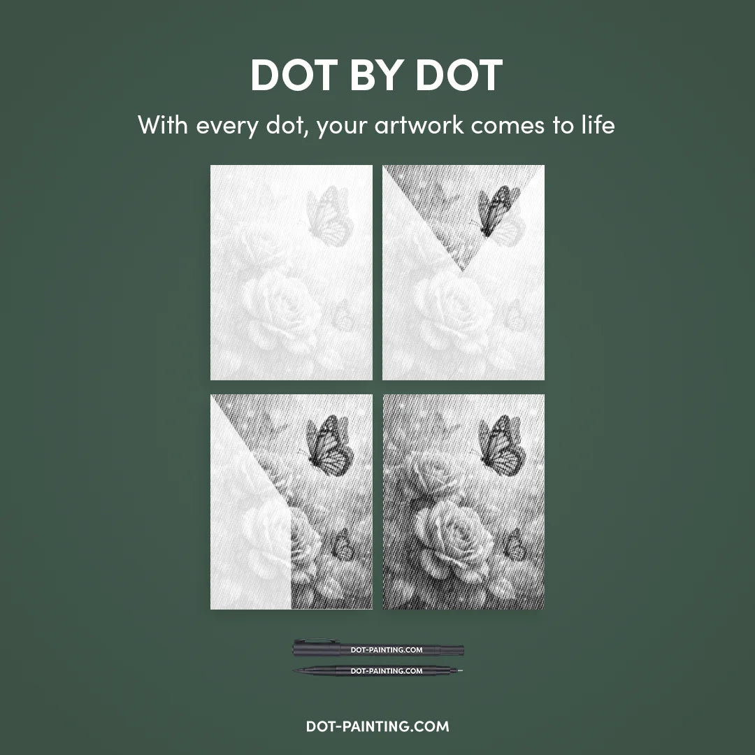 Butterfly with Roses Dot Painting