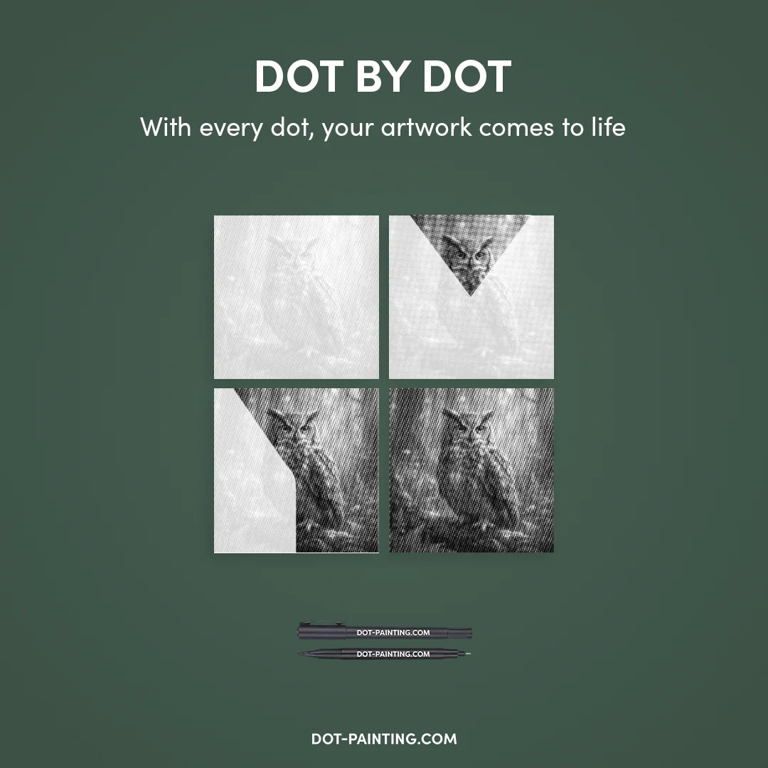 Cute Owl on a Branch Dot Painting