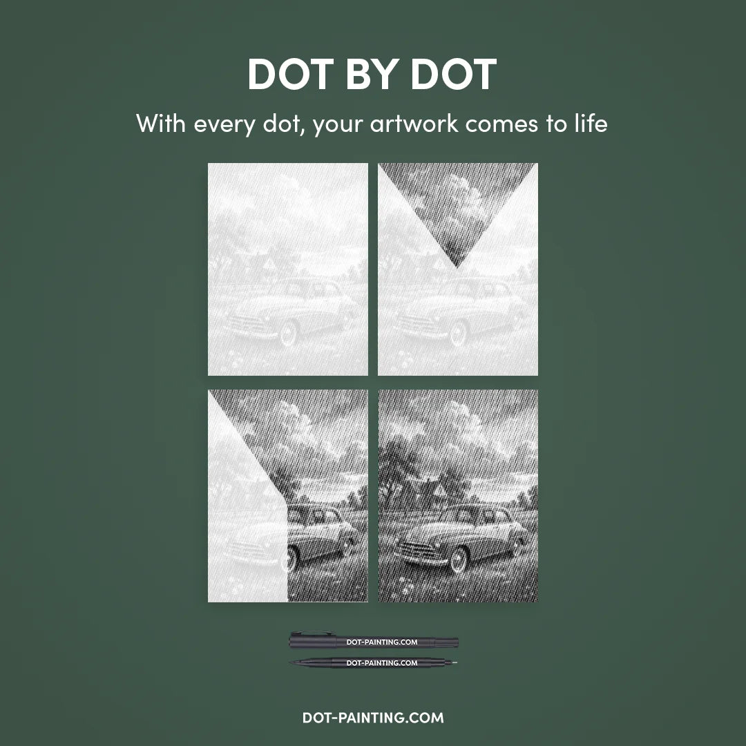 Old Car on the Farm Dot Painting