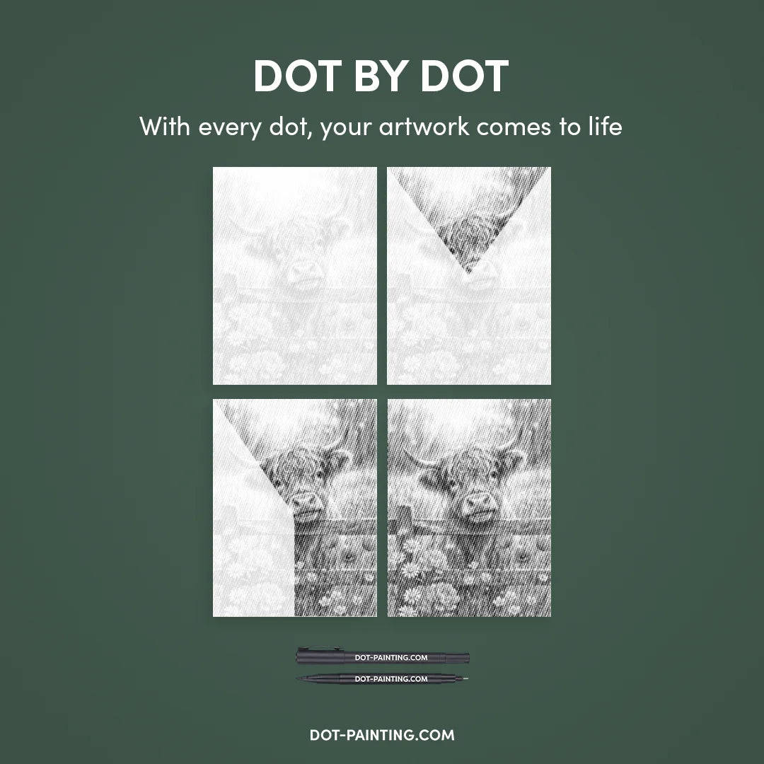 Calf in The Flower Field Dot Painting