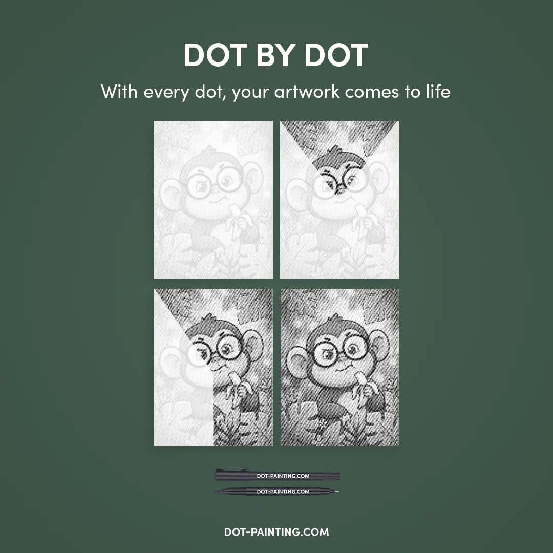 Monkey with Sunglasses Dot Painting