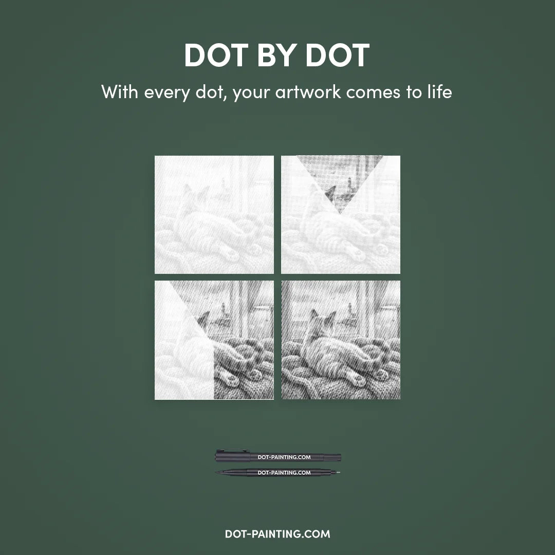 Cat Looks at Birds Dot Painting