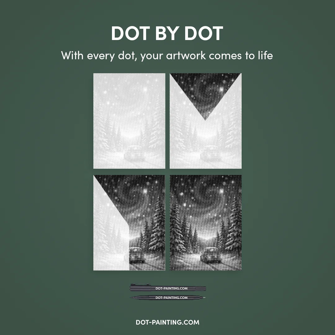 Magical Winter Night Dot Painting