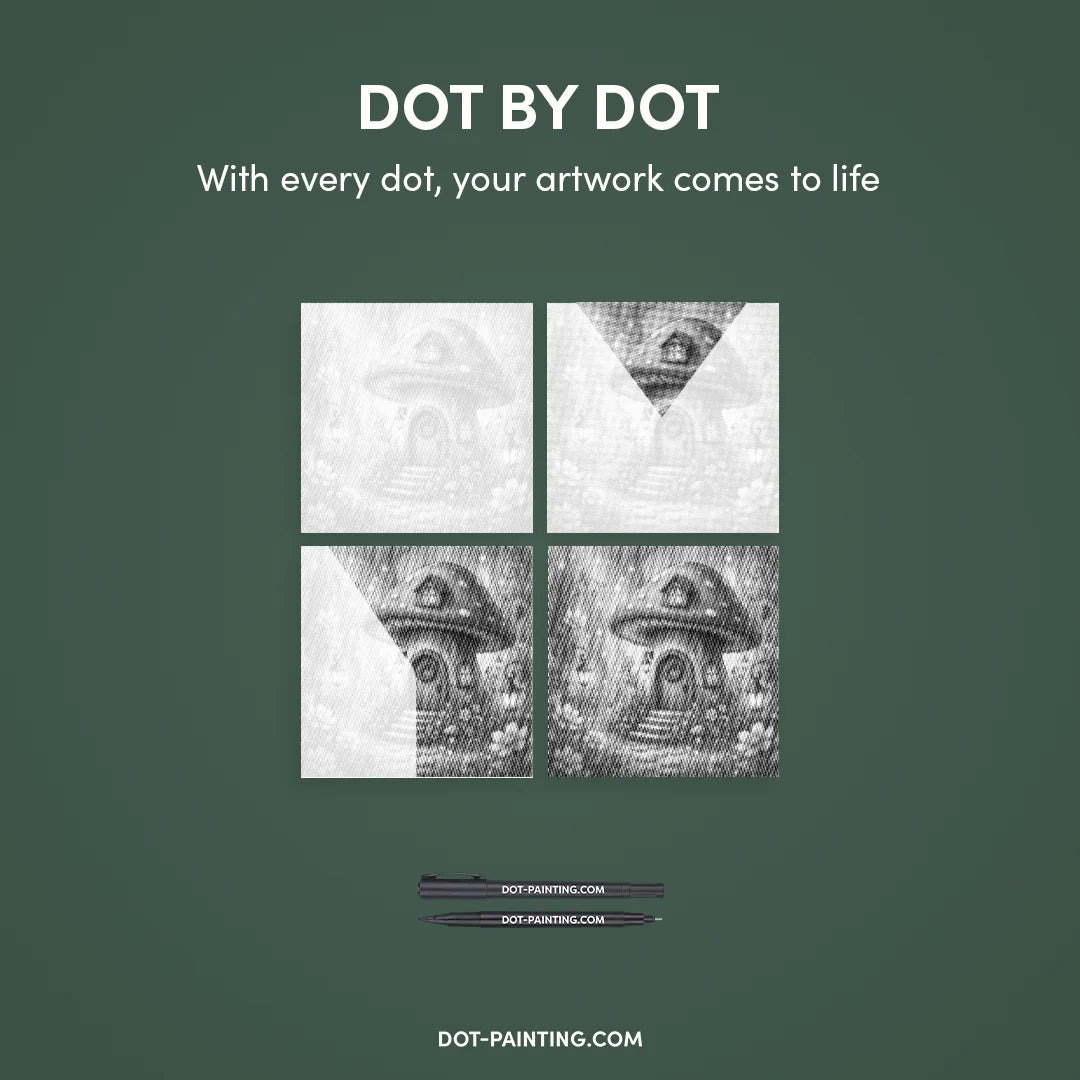 Mushroom House Dot Painting