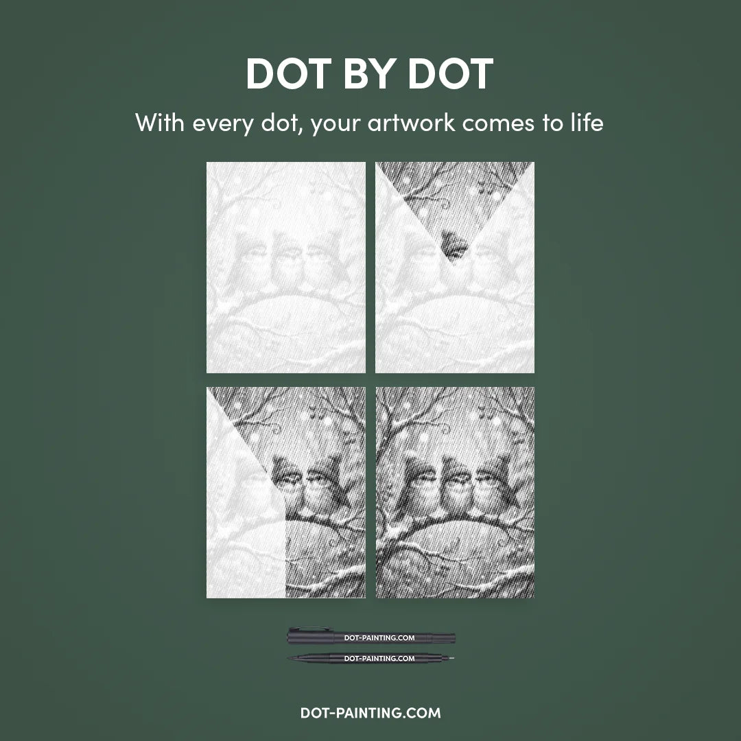 Birds with Hats Dot Painting