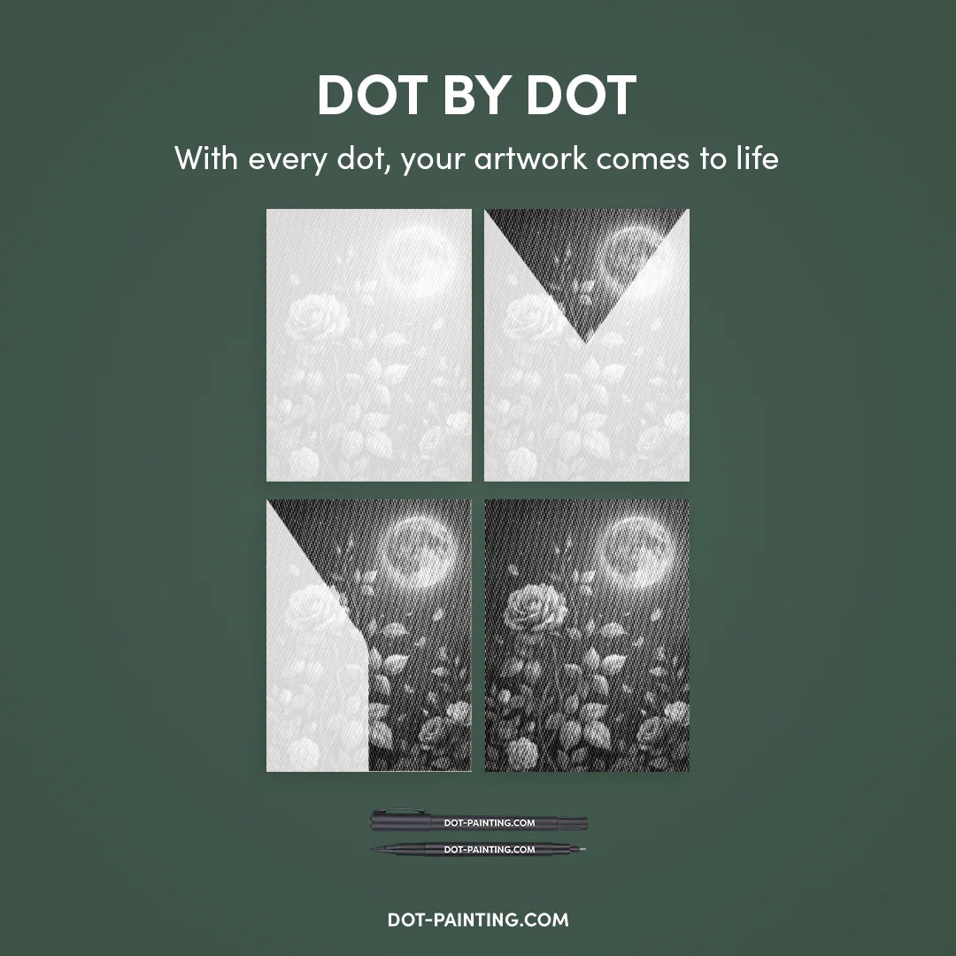 Roses and the Moon Dot Painting