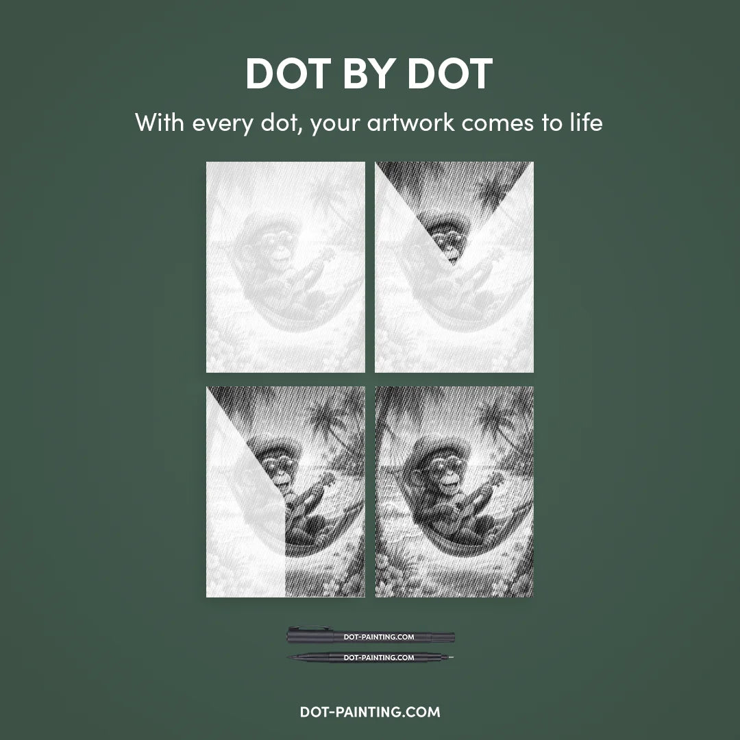 Monkey in Hammock Dot Painting