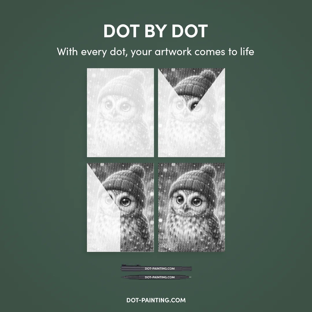 Little Christmas Owl Dot Painting